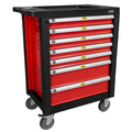 Servante d'atelier en métal rouge 7 tiroirs glissants JBM - Modèle professionnel robuste