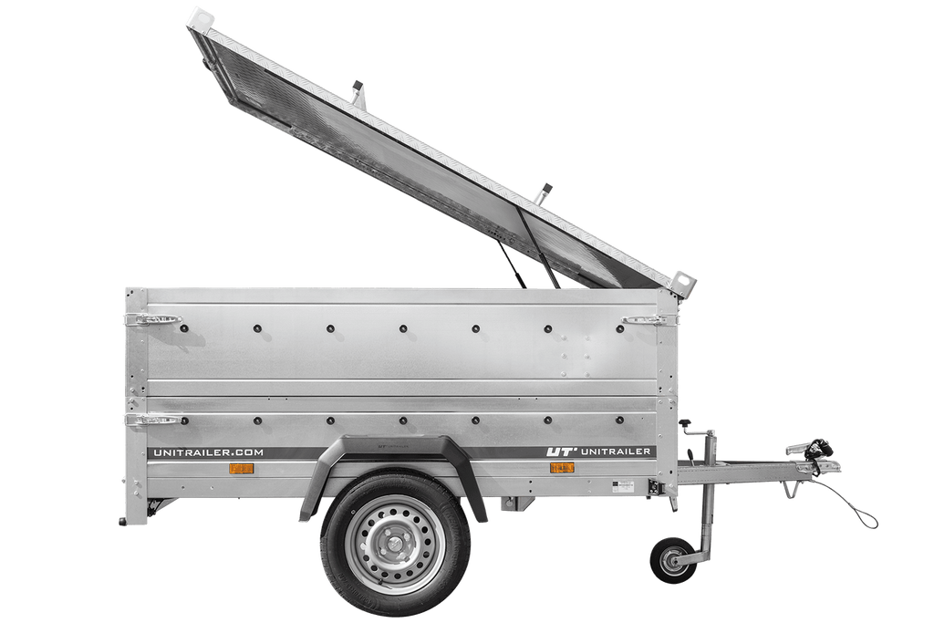 Remorque légère 200x125 UNITRAILER GARDEN 201 KIPP avec côtés BIS et couverture en aluminium