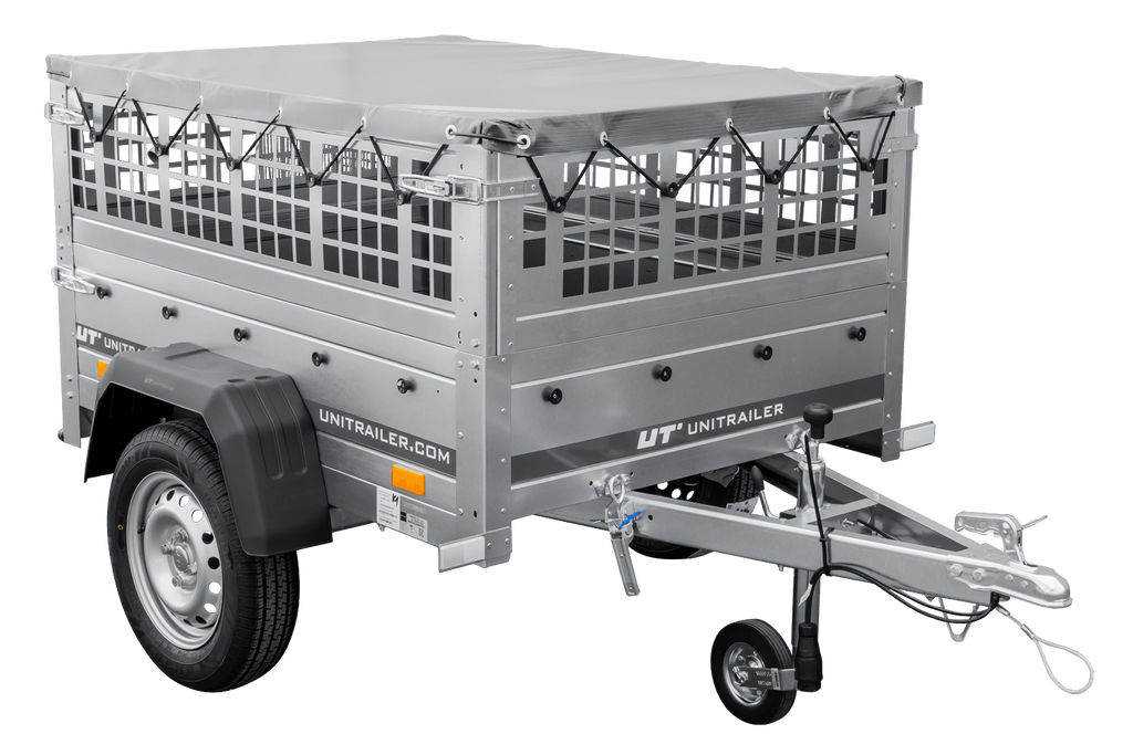 Petite remorque à vendre - Garden Trailer 150 KIPP [avec bâche plate grise, roue jockey]