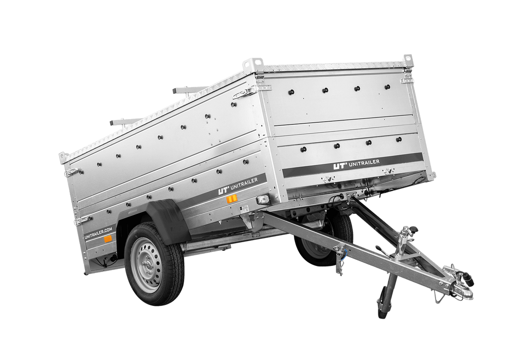 Remorque un essieu 230x125 UNITRAILER GARDEN 230 KIPP avec côtés BIS et couverture en aluminium