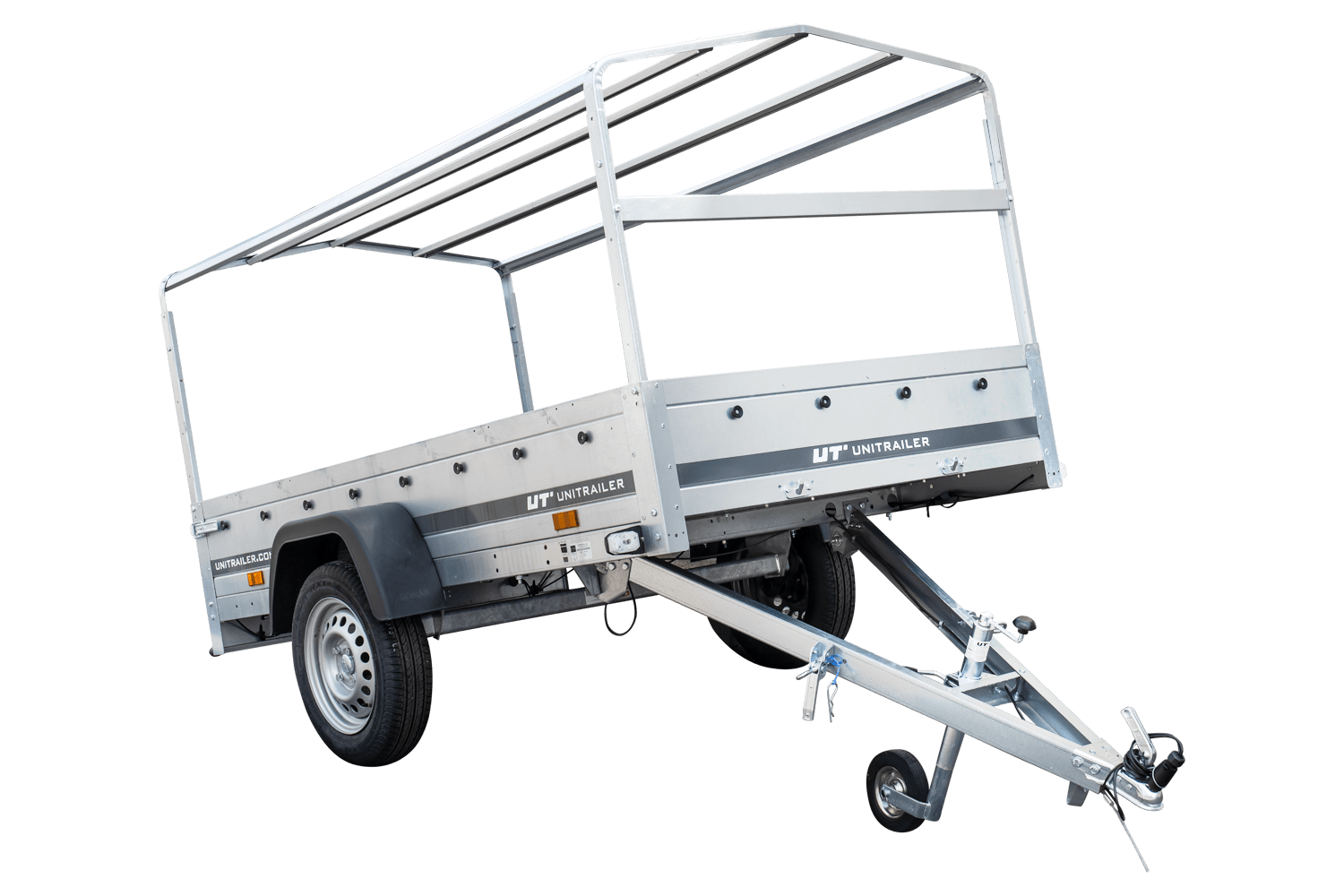 Remorque routière avec bâche haute, arceau H-800 et roue jockey 230x125 Garden Trailer 230 KIPP